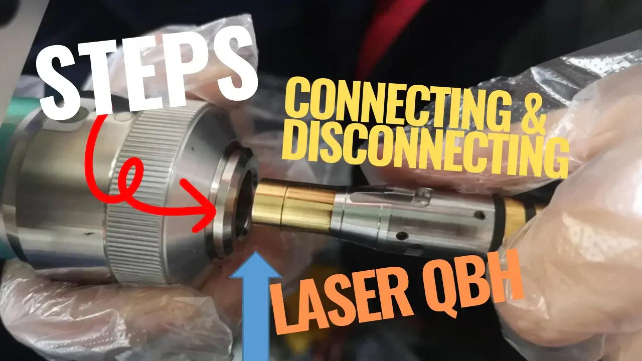 Steps for connecting and disconnecting Laser QBH to a cutting head, highlighting the correct process for laser cutting equipment.