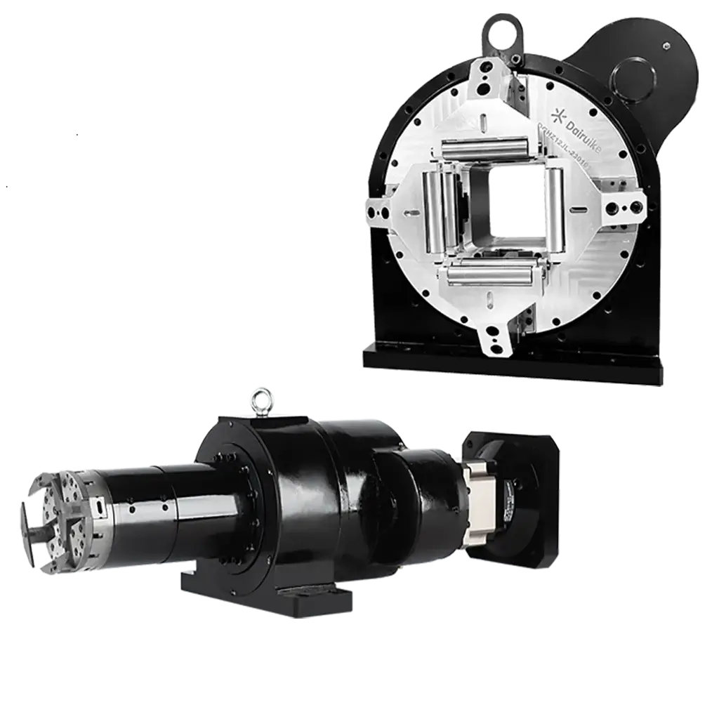 DAIRUIKE pneumatic double-chuck system for laser pipe cutting with self-centering feature, clamping range 8-680mm.