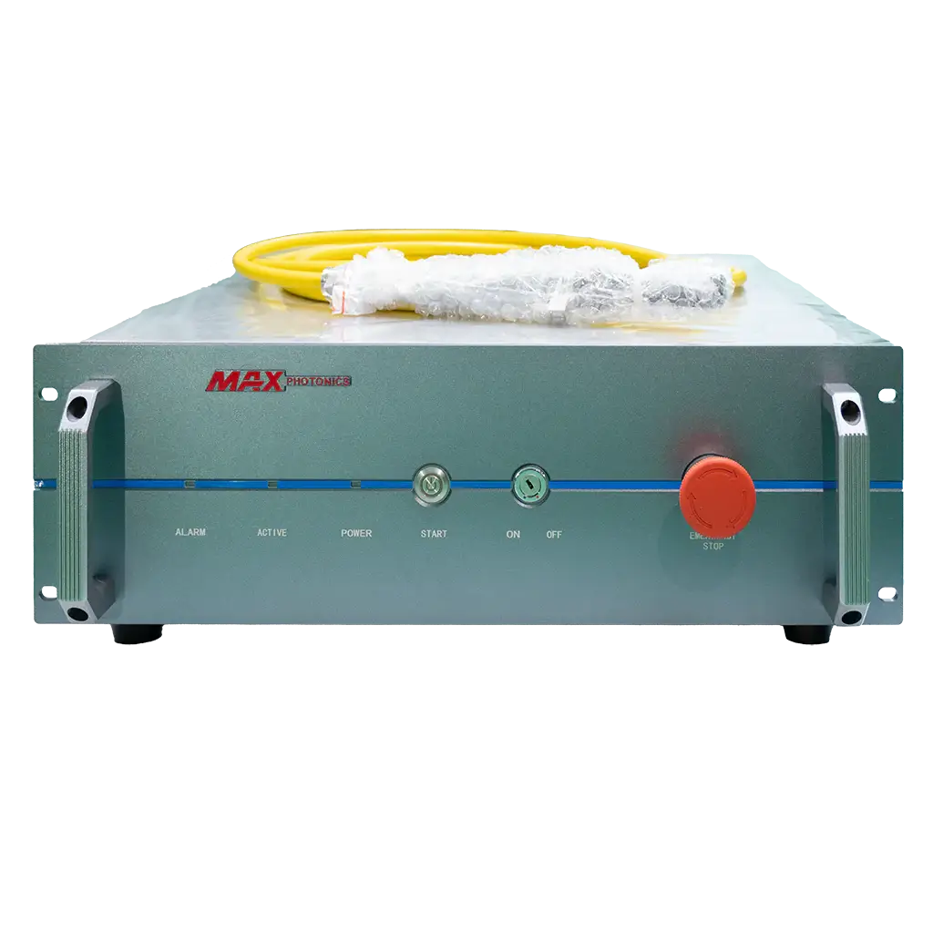 Maxphotonics single-mode continuous fiber laser with yellow fiber cable, ideal for SLM 3D metal printing applications.