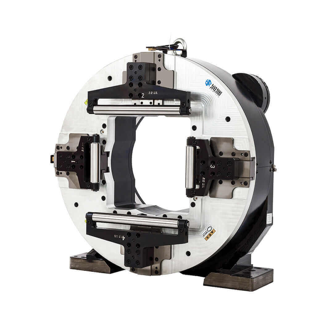 Pneumatic double chucks for commercial large laser tube cutter by Ruiyuan Changzhou, ideal for 6-370 mm diameter tubes