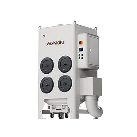 Dust collector welding fume extractor from HXHJ-JG series with four filters and control panel, certified and energy efficient.