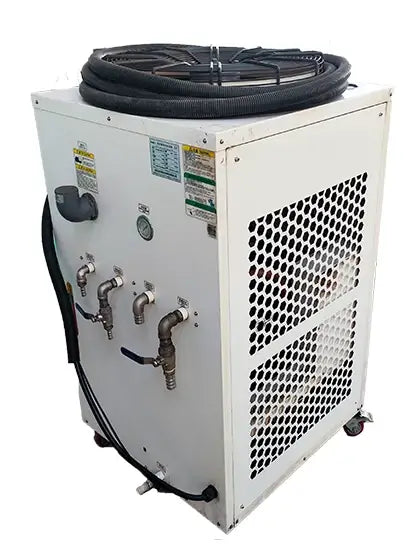 Used Hanli HL-6000-50Hz 380v laser chiller, 6kW cooling unit for fiber laser cutting applications, in good condition.