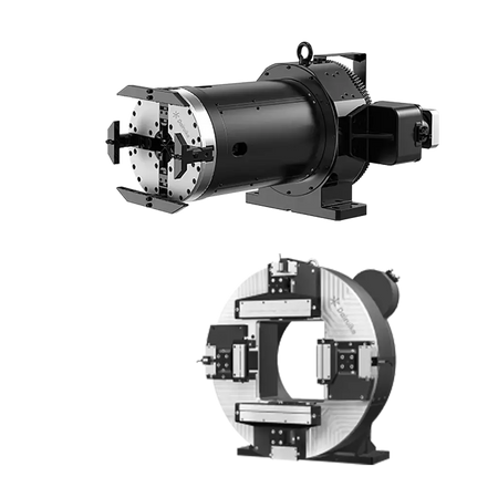 DAIRUIKE pneumatic double-chuck system for laser pipe cutting with clamping range of 8-680mm for high-precision processing.