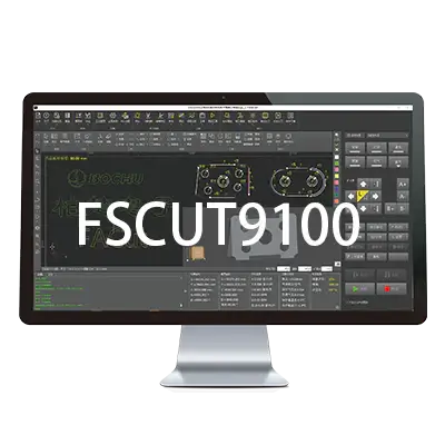 FSCUT9100 cutting controller interface showcasing 2D bevel cutting and editing features for sheet metal processing.