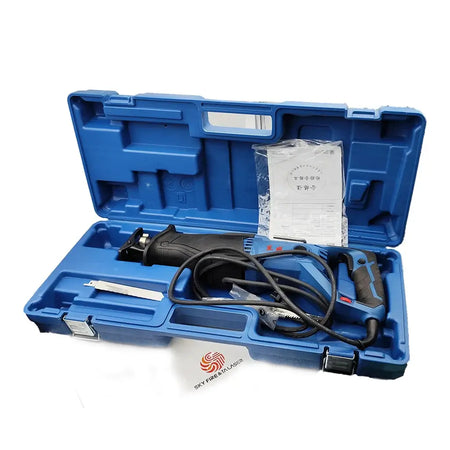 Metal shear tool kit in a blue case, essential for retrofitting CO2 laser systems to fiber lasers, with components for precise cutting.