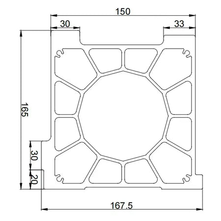 Aluminum Gantry Crossbeam for Fiber Laser Cutting Machines technical drawing with dimensions.