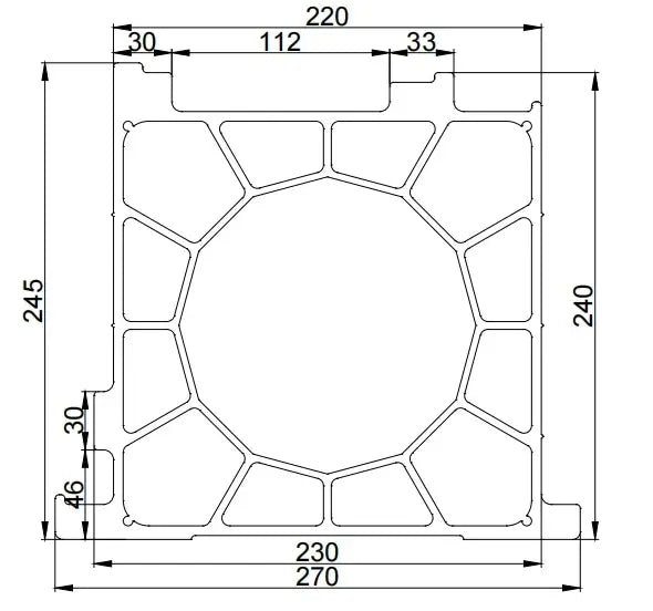 Aluminum Gantry Crossbeam for Fiber Laser Cutting Machines with detailed dimensions and structural design.