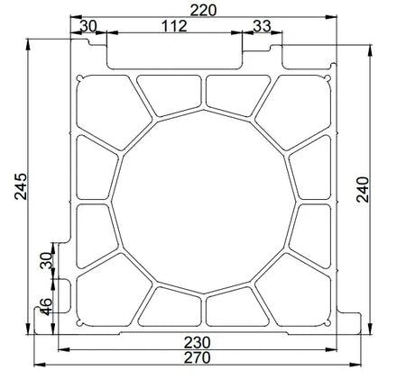 Aluminum Gantry Crossbeam for Fiber Laser Cutting Machines with detailed dimensions and structural design.