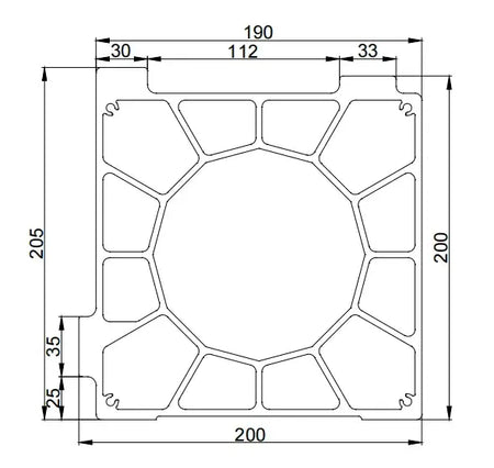 Aluminum Gantry Crossbeam for Fiber Laser Cutting Machines technical drawing with detailed dimensions and structural design.