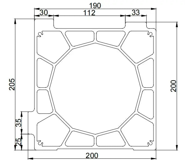 Aluminum Gantry Crossbeam for Fiber Laser Cutting Machines technical design diagram with dimensions