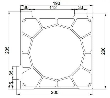 Aluminum Gantry Crossbeam for Fiber Laser Cutting Machines technical design diagram with dimensions
