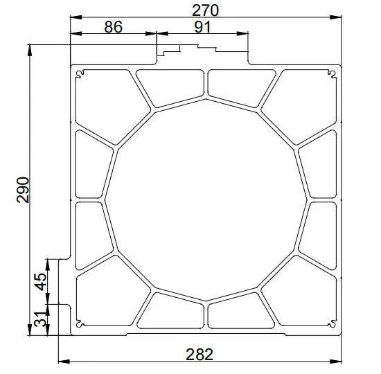 Aluminum Gantry Crossbeam for Fiber Laser Cutting Machines design diagram with dimensions.