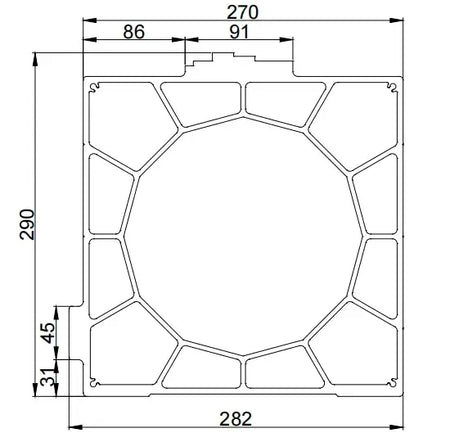 Aluminum Gantry Crossbeam for Fiber Laser Cutting Machines design diagram with dimensions.