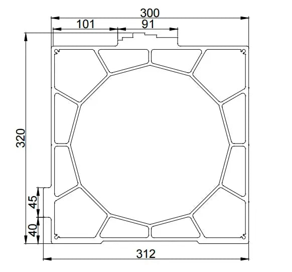 Aluminum Gantry Crossbeam for Fiber Laser Cutting Machines dimensions drawing with labeled measurements.