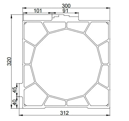 Aluminum Gantry Crossbeam for Fiber Laser Cutting Machines dimensions drawing with labeled measurements.