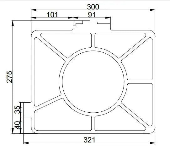 Aluminum Gantry Crossbeam for Fiber Laser Cutting Machines dimensions and technical drawing