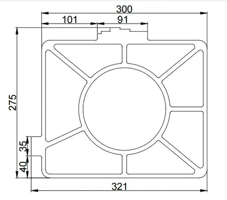 Aluminum Gantry Crossbeam for Fiber Laser Cutting Machines dimensions and technical drawing