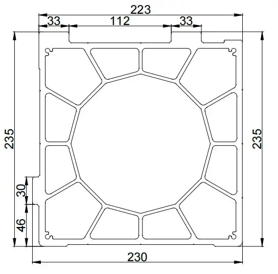 Aluminum Gantry Crossbeam for Fiber Laser Cutting Machines technical drawing with dimensions.