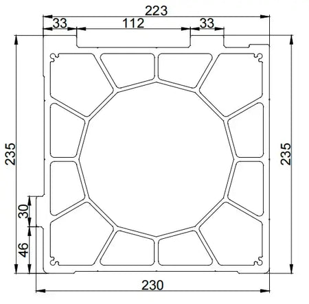 Aluminum Gantry Crossbeam for Fiber Laser Cutting Machines technical drawing with dimensions.