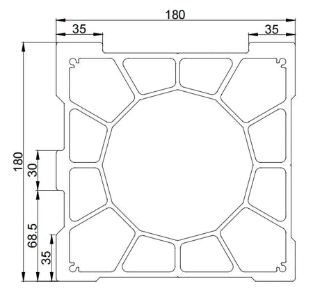 Aluminum Gantry Crossbeam for Fiber Laser Cutting Machines, detailed diagram with dimensions.