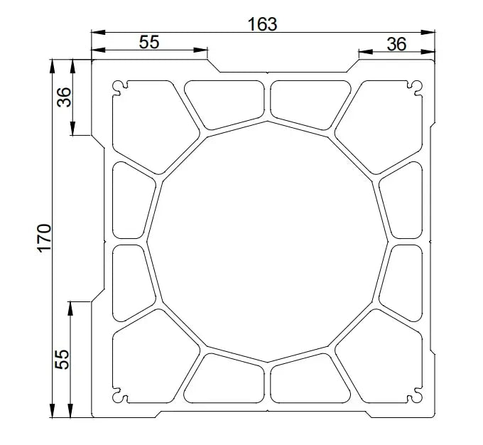 Aluminum Gantry Crossbeam for Fiber Laser Cutting Machines dimensions schematic.