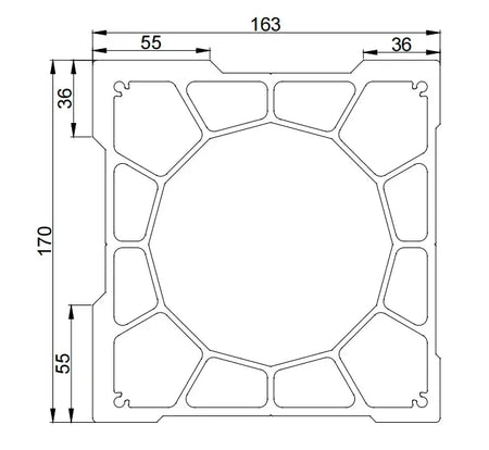 Aluminum Gantry Crossbeam for Fiber Laser Cutting Machines dimensions schematic.