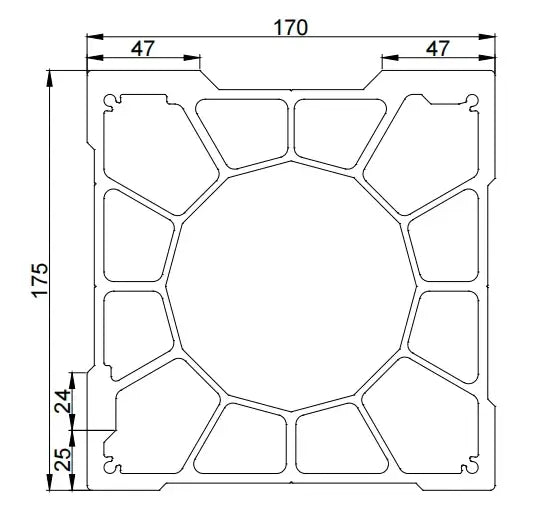 Aluminum Gantry Crossbeam for Fiber Laser Cutting Machines design diagram with dimensions.