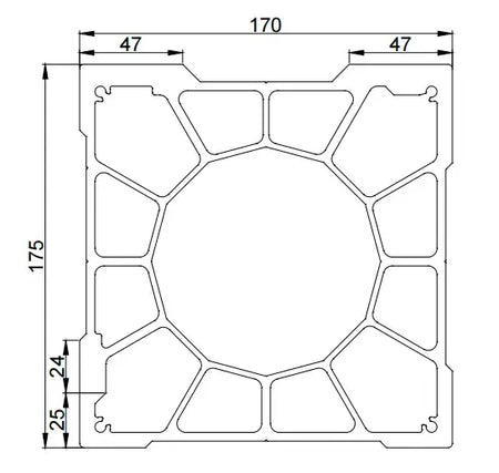Aluminum Gantry Crossbeam for Fiber Laser Cutting Machines design diagram with dimensions.