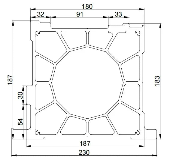 Aluminum Gantry Crossbeam for Fiber Laser Cutting Machines technical drawing with dimensions.