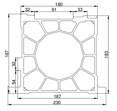 Aluminum Gantry Crossbeam for Fiber Laser Cutting Machines technical drawing with dimensions.