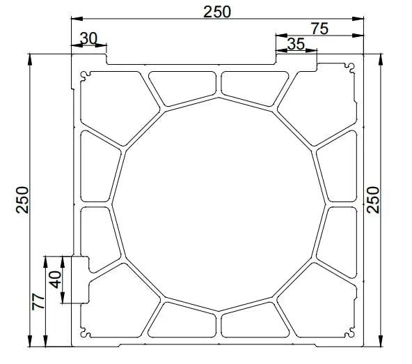 Aluminum Gantry Crossbeam for Fiber Laser Cutting Machines - detailed diagram with dimensions