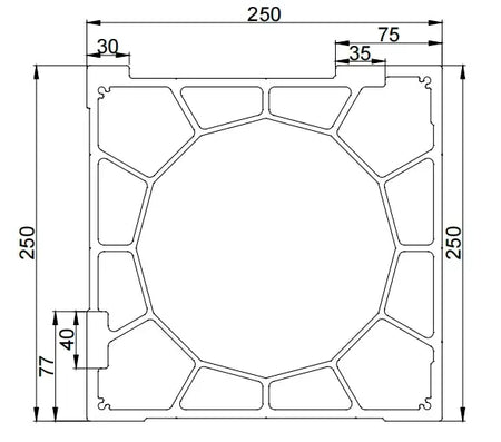Aluminum Gantry Crossbeam for Fiber Laser Cutting Machines - detailed diagram with dimensions