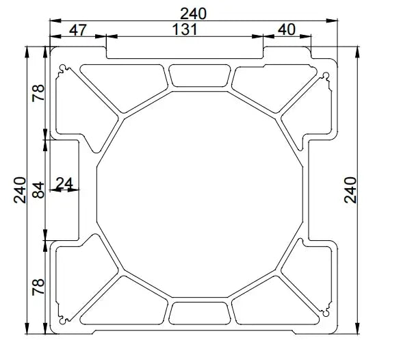 Aluminum Gantry Crossbeam for Fiber Laser Cutting Machines design diagram with dimensions.