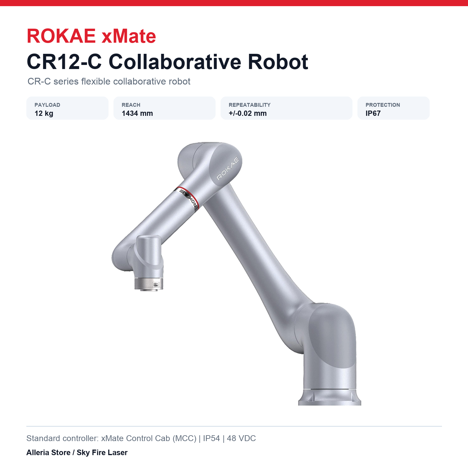 ROKAE xMate CR12-C collaborative robot, 12 kg payload and 1434 mm reach