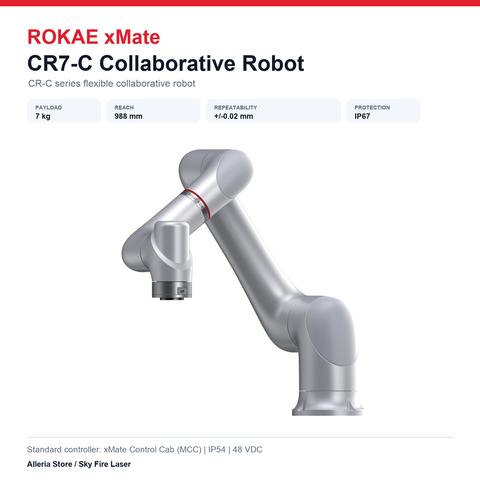 ROKAE xMate CR7-C collaborative robot, 7 kg payload and 988 mm reach