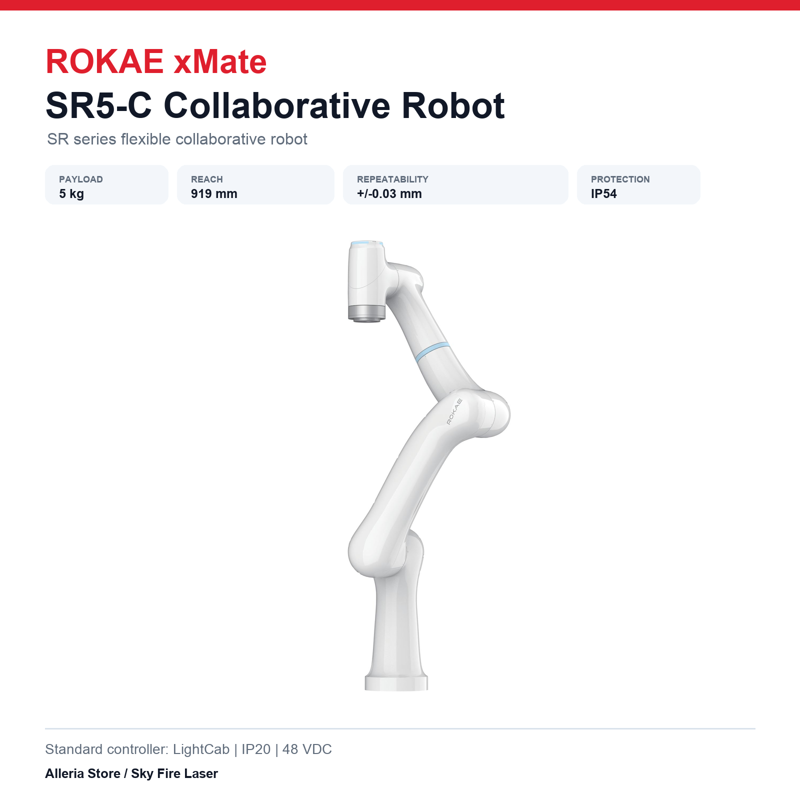 ROKAE xMate SR5-C collaborative robot, 5 kg payload and 919 mm reach