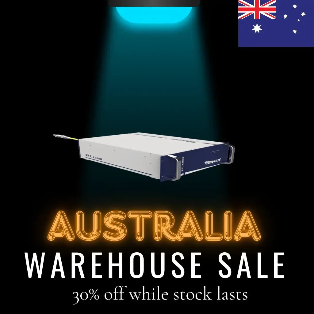 Australia warehouse sale on Raycus laser source, 30% off. High-performance, used fiber laser for cutting and welding tasks.