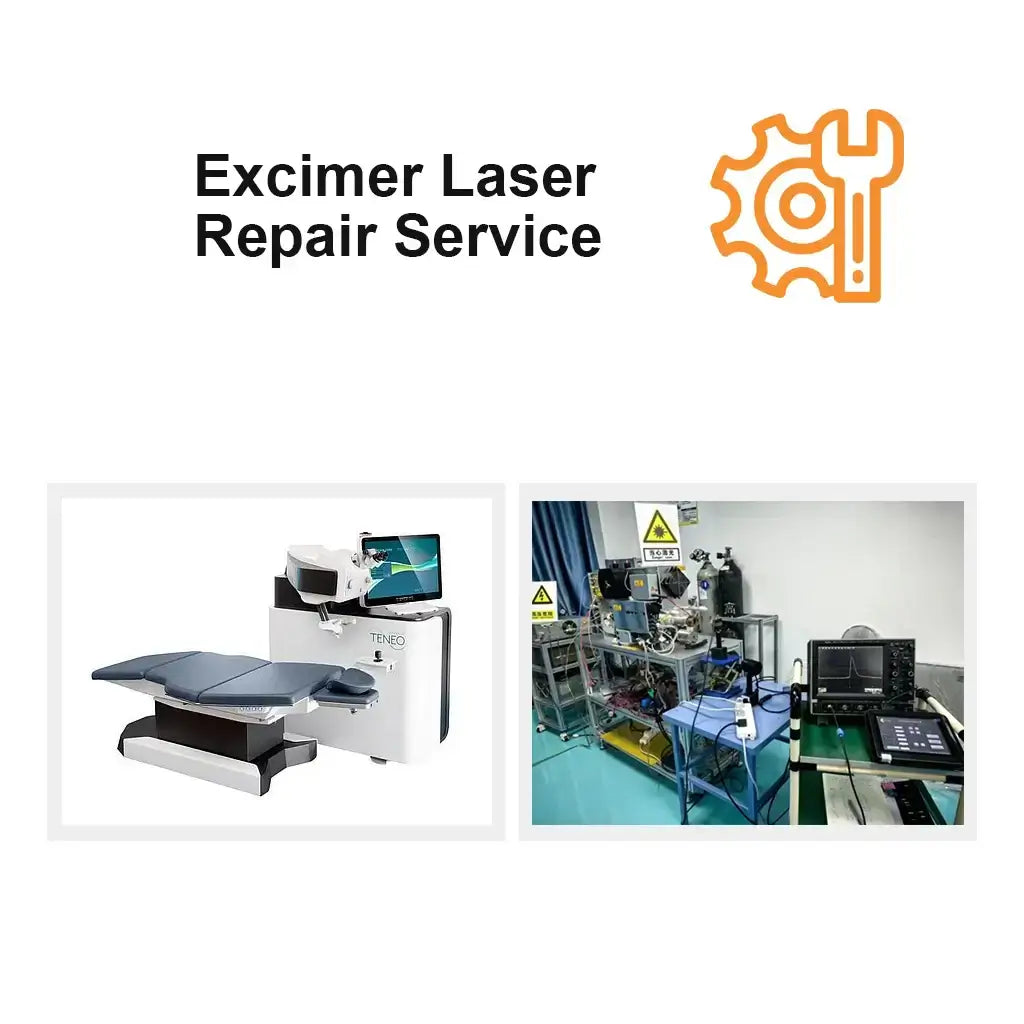 Excimer laser repair service by Sky Fire Laser showing laser equipment and maintenance setup.