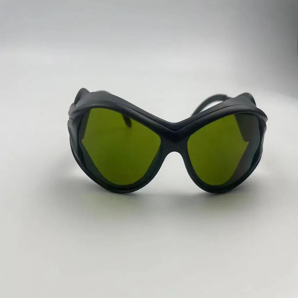 Premium laser safety goggles with green tinted lenses for eye protection