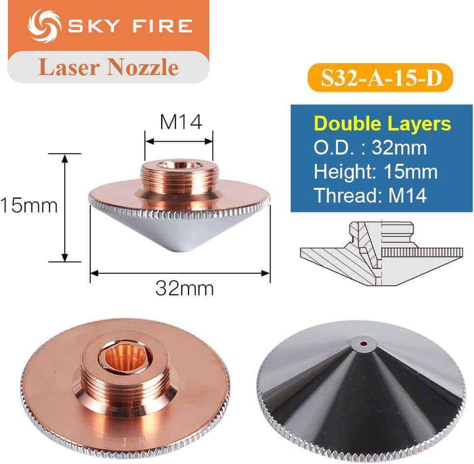Sky Fire LaserNozzle for Raytools Laser Cutting Heads (Except BM115)Raytools Laser Cutting Head Nozzle (Excluding BM115)