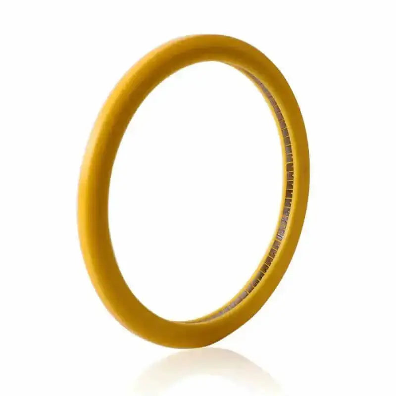 Yellow circular seal gasket for industrial use.