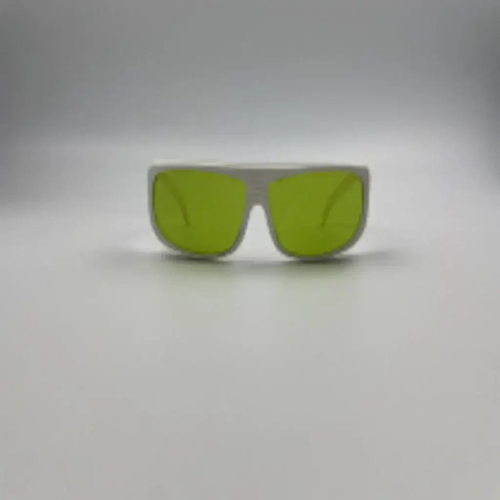 Premium laser safety goggles with green lenses for eye protection, comfort, and style.